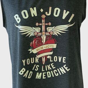 BON JOVI Men’s Sleeveless Graphic Tee | Size Large | Rock Band Shirt Muscle